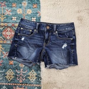American Eagle Distressed Dark Wash Denim Shorts 2